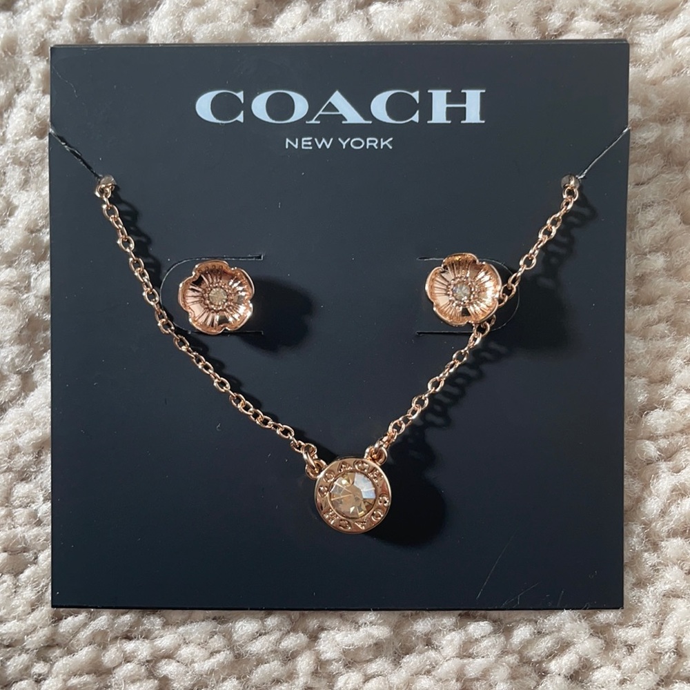Coach Rose Gold Necklace and Earring Set - Picture 1 of 3